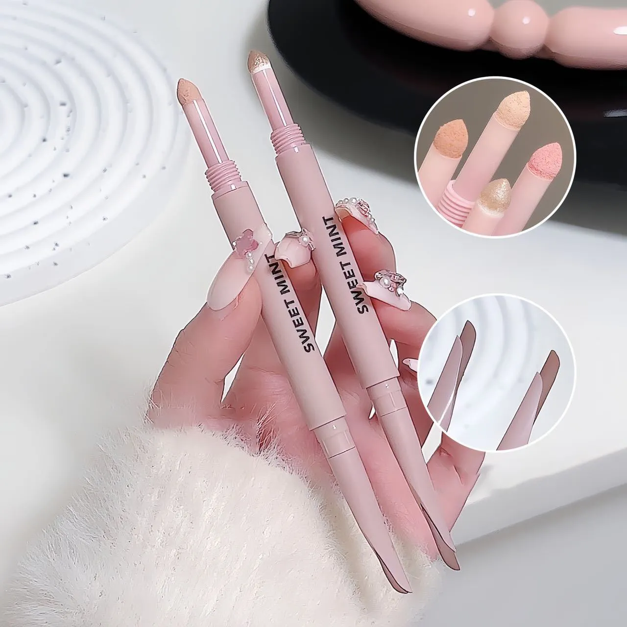 Sweetmint Meniscus Double-ended Silkworm Eyemakeup Highlight Naturally Brightening Long-lasting Eye Makeup Two-in-One — image 2