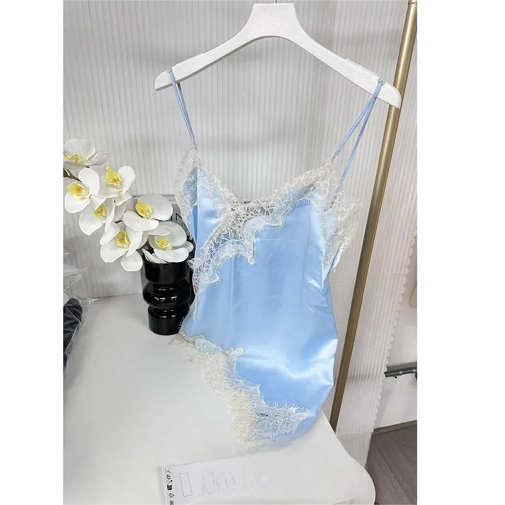 Sexy Chic Black Lace Cami Tops Women V Neck Patchwork Sleeveless Y2K Girl Top Fashion 2025 Summer Fall Holiday Beach Top — image 10