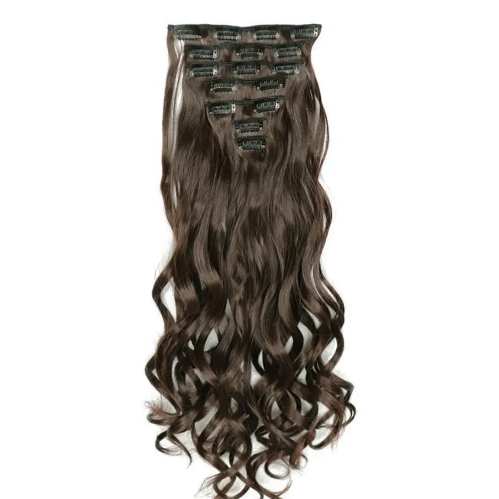 Soowee Synthetic Hair Curly Brown Blonde Clip In Grey Hair Extensions Hairpiece Fake Hair Piece for Women — image 12