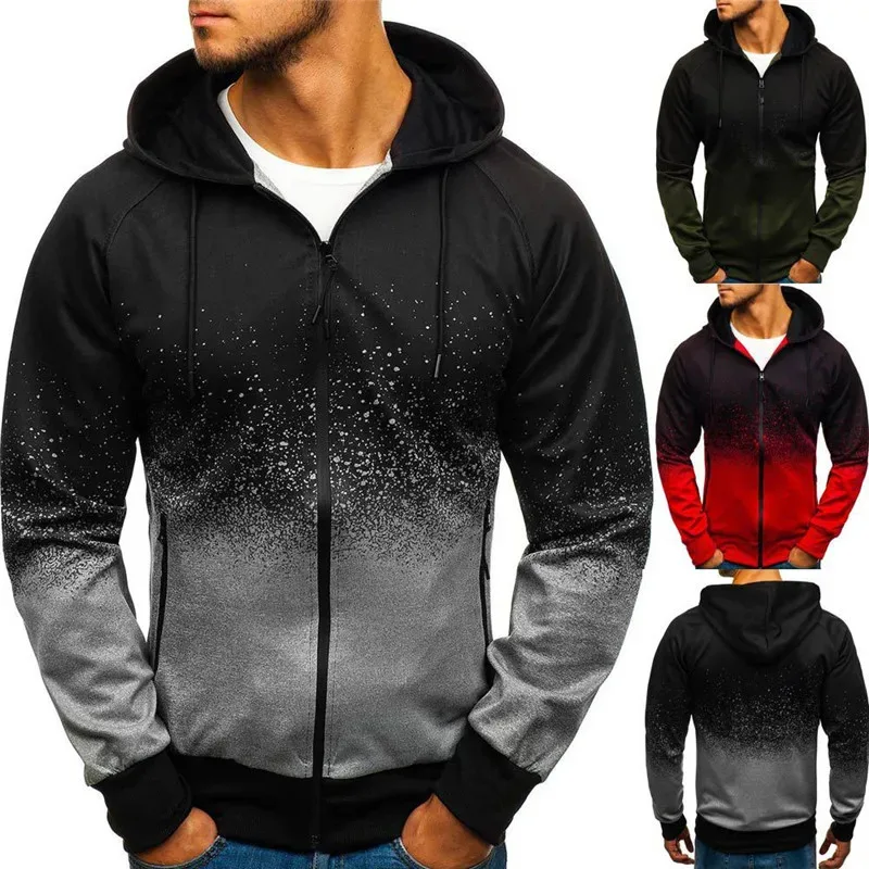 2025 Trendy Zipper Hoodies Spring And Autumn Man's New Gradient Color Hooded Coat VOLCOM Print Streetwear Jacket — image 5