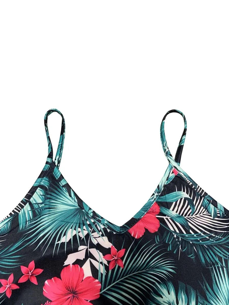 Summer Vacation Style Print V-Neck Spaghetti Strap Dress Camisole Dress for Vacation Outfits Bohemia Dresses for Women Summer — image 4