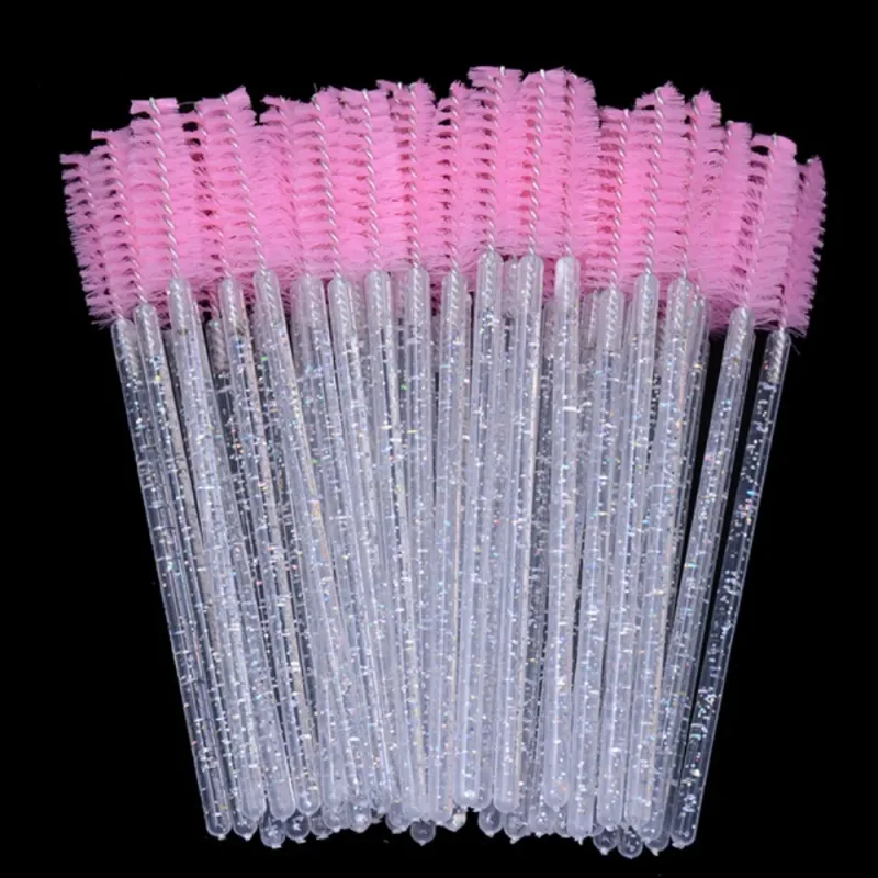 50Pcs/Pack Disposable Micro Eyelash Brushes Mascara Applicator Wand Brushes Comb Eye Lashes Brush Makeup Tools Gold Handle