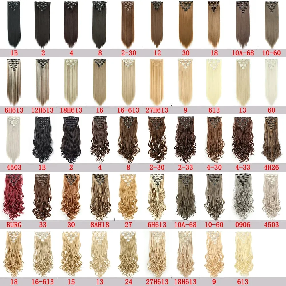 Long Straight 16 Clip In Synthetic Hair Extensions 7Pcs/Set Natural Blonde Heat Resistant Hairpieces For Women — image 5