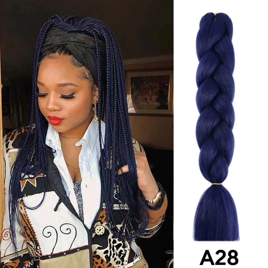 24 Inch Synthetic Jumbo Braid Pure And Ombre Braiding Hair Extensions For Women DIY Jumbo Hair Braids Black Green Gray Brown — image 31