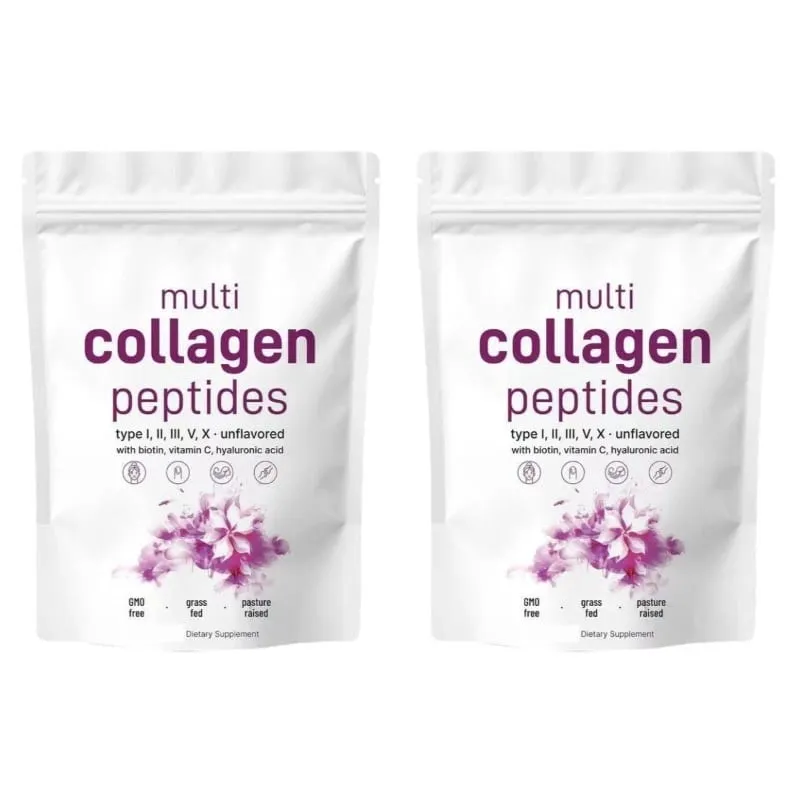 Péptidos múltiples de colágeno en polvo tipos I II III V con biotina, vitamina C y ácido hialurónico que soporta la piel, el cabello y las uñas para hombres y mujeres — image 8