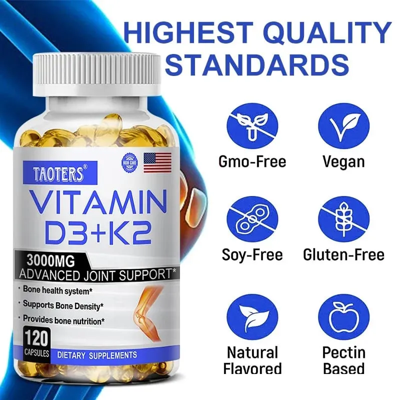 Συμπλήρωμα υγείας 3000 mg Vitamin D3+K2 - Συμπλήρωμα ασβεστίου για την ακρίβεια των οστών και τη γενική υγεία — image 2
