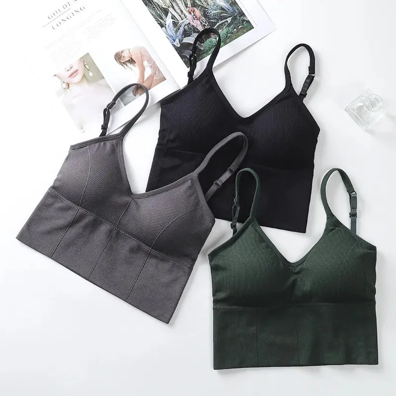 Kvinder Tank Crop Top Sømløst Undertøj Vintage Crop Top Kvinde Tanks Vest Camis Polstret U Ryg Kvinde Sexet Sport Lingeri Camisole — image 2