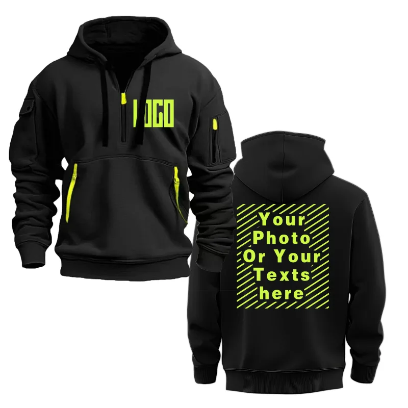 Customized DIY Printed Hoodies for Men and Women, Loose Casual Sportswear with Zipper, Long Sleeved Hoodies with Multiple Pocket — image 1