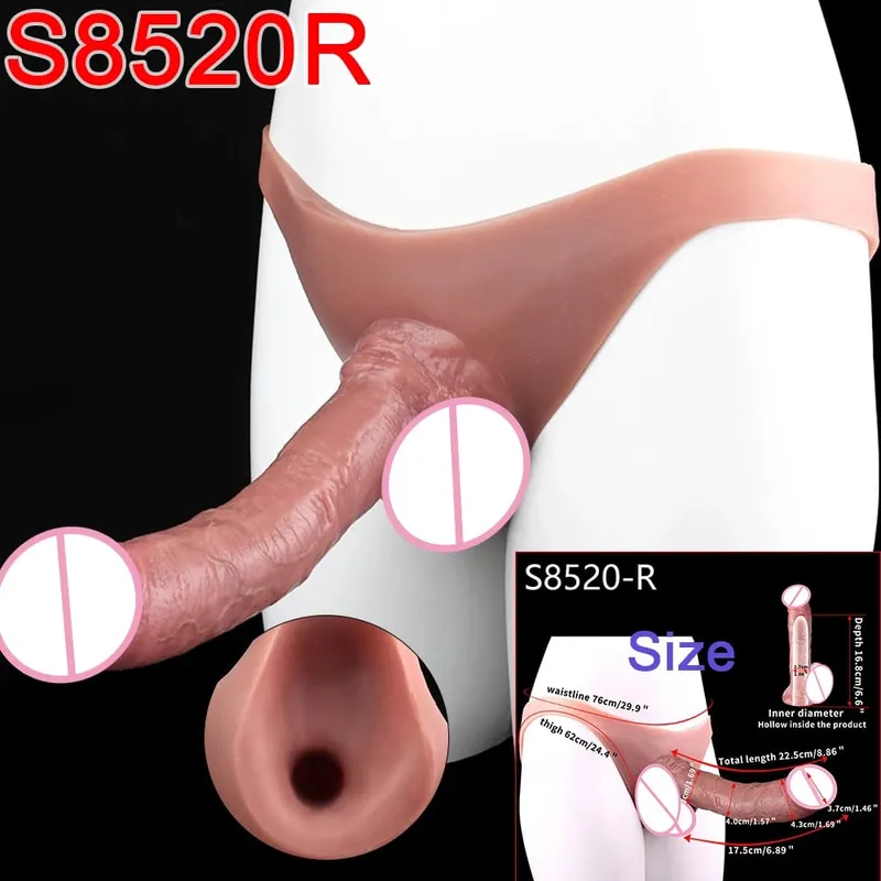 Mandlige Strap-On Long Hollow Dildo Ultra Realistic Penis Extend Sleeve Bukser насадка на член Mandlige Cock Cover Sexlegetøj — image 30
