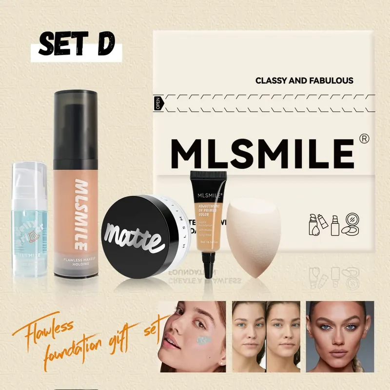 Professional Makeup Set For Flawless Base Oil Control Loose Powder Matte Primer Liquid Foundation Concealer Moisturizing Gift