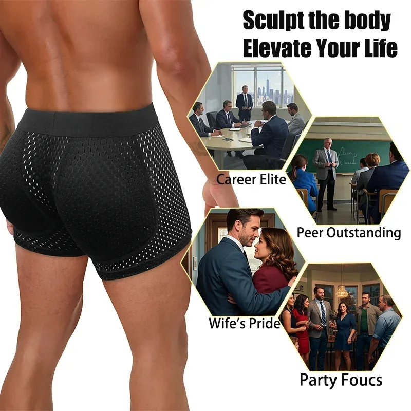 Men's Sexy Boxer Fake Butt Hip Lifter Enhancer Short Removable Padded Underwear Soft Shapewear High Stretch Underpant Mesh Brief — image 20