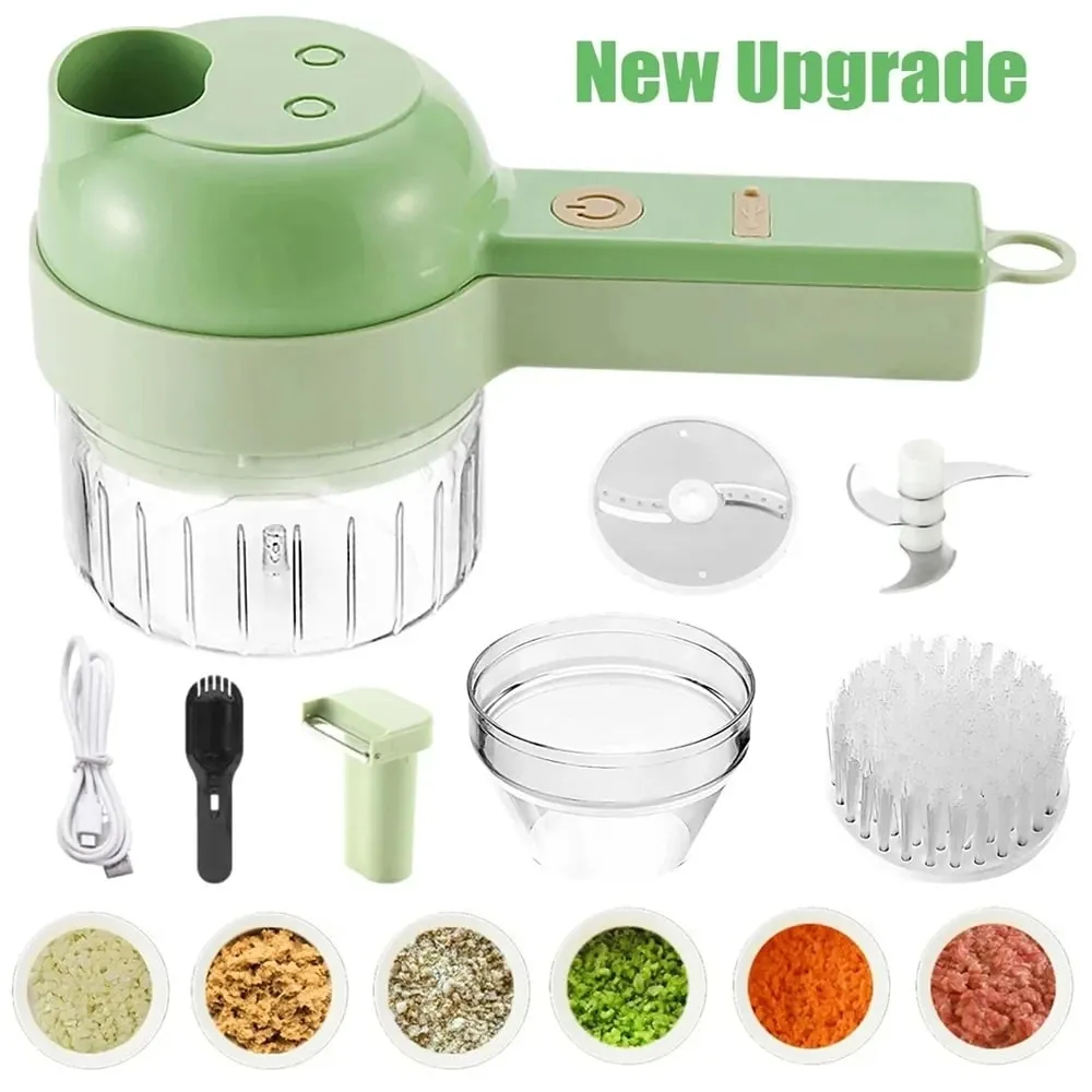 4 in 1 Handheld Electric Vegetable Cutter Wireless Food Processor Vegetable Slicer Set Pepper Garlic Mash Minced Cooking Gadgets — image 6