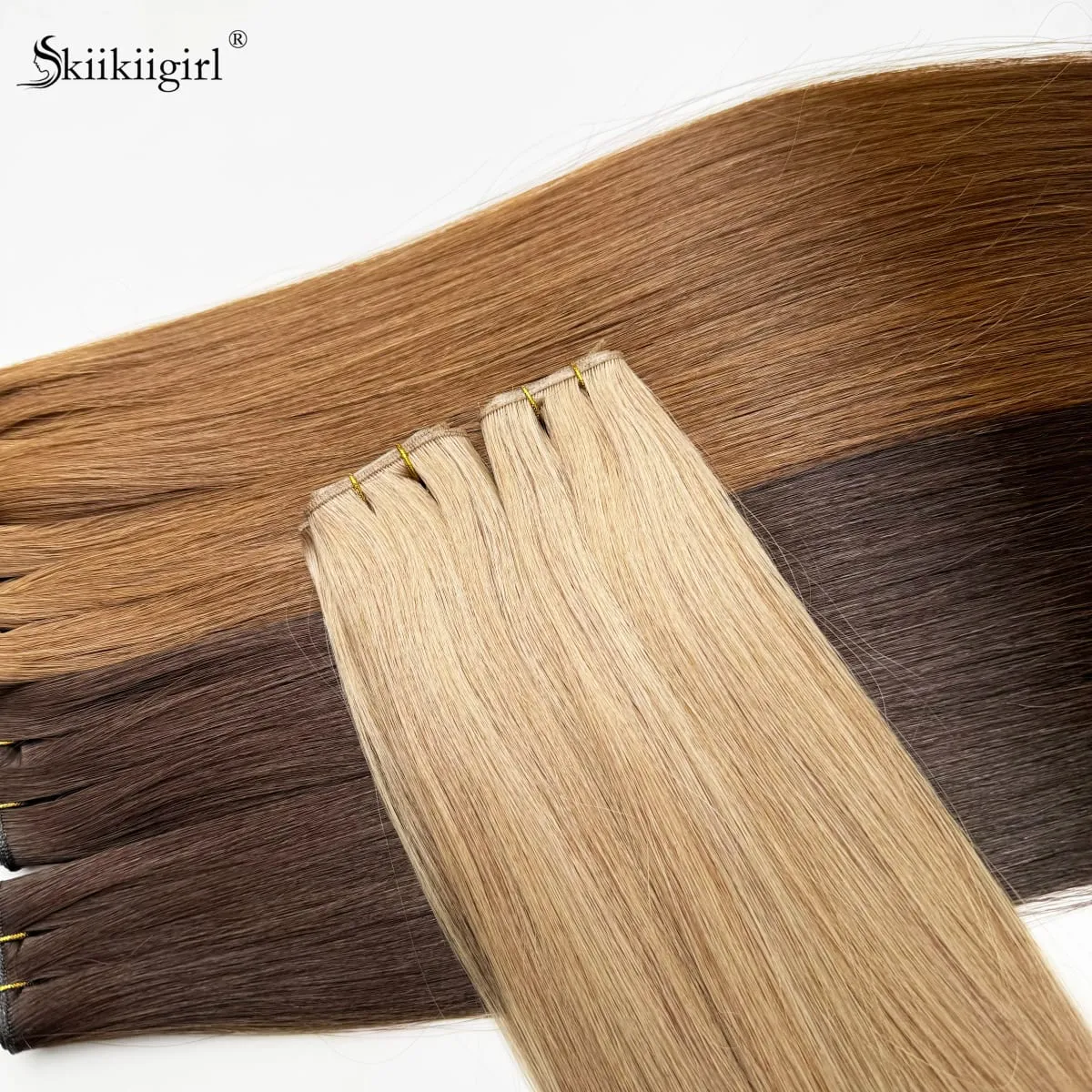 Genius Weft Human Hair Extensions 50G Remy Human Hair Invisible Brazilian Hair Extensions Hair Bundles — image 3