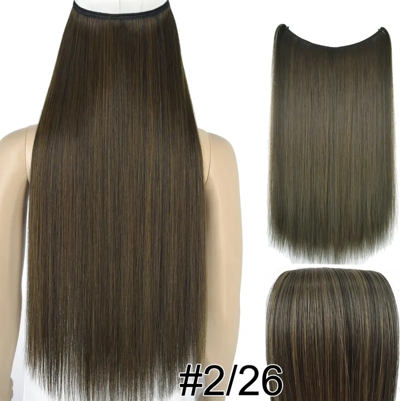 Synthetic Heat Resistant Hair Silky Straight Elasticity Invisible Wire Hair Extensions 8006 — image 9
