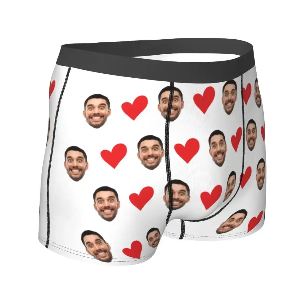 Personalized Face Photo Underwear Custom Heart Boxer Briefs Men Briefs Gift For Husband Anniversary Gift for Dad