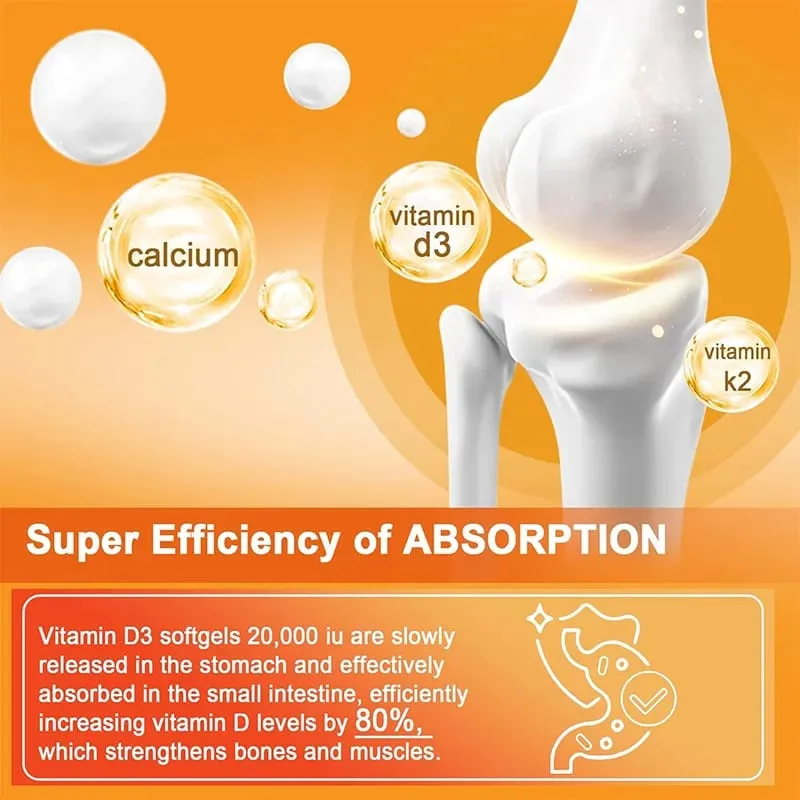 D3 K2 Vitamins Capsule for Bones Joint Calcium Absorption Cardiovascular Immune System Daily Health Supplement — image 4