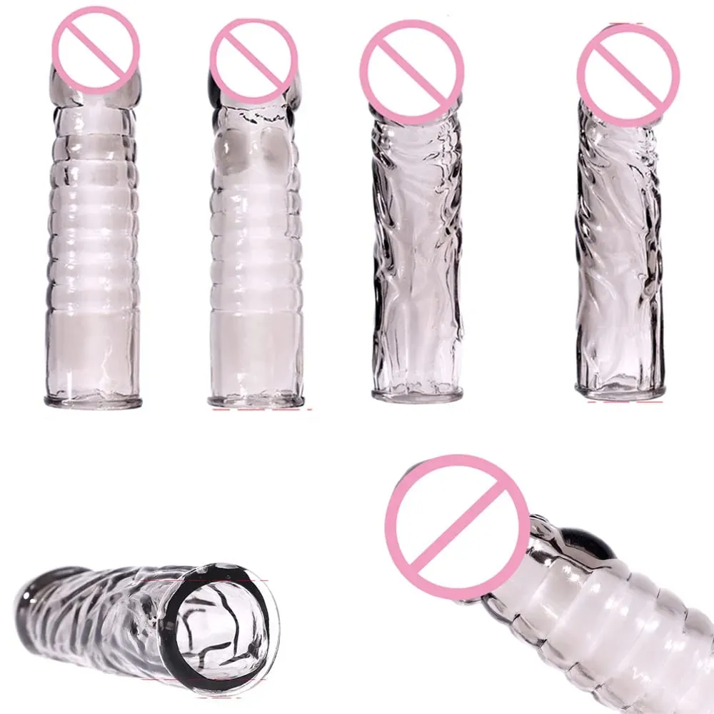 Penis Extender Cock Rings Delay Ejaculation Reusable Penis Condoms Dick Sleeve Silicone Glans Vagina Massager Sex Toys For Men — image 1