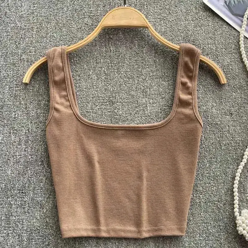 Tank Top Women Sexy Backless Y2k Top Slim Fit Bottoming Blouse Solid Crop Top Sleeveless Camis Mujer — image 14