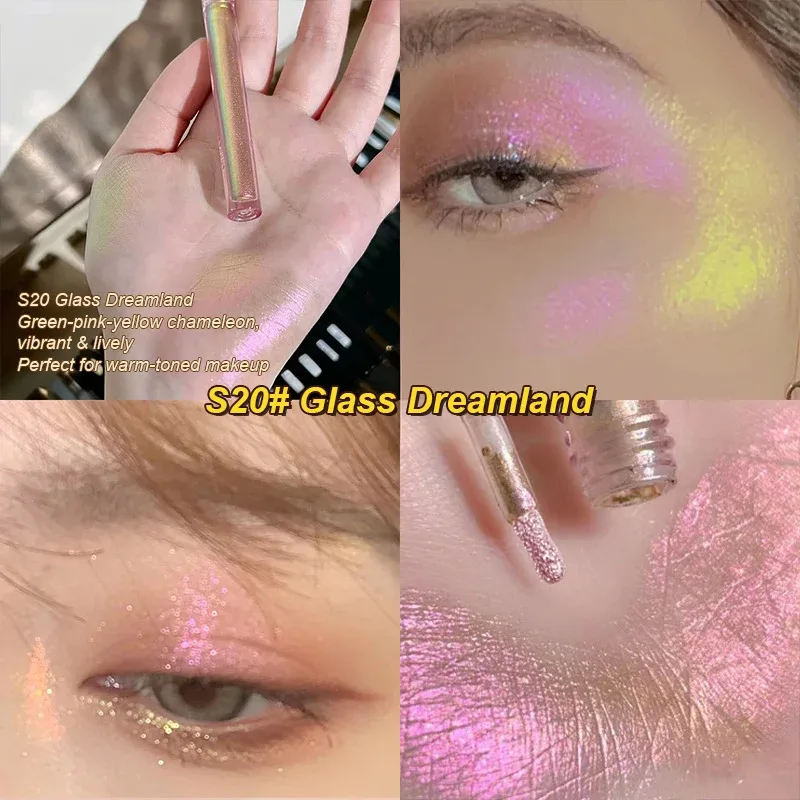 Glitter Highlighter Liquid Eye Shadow Multichrome Shimmer Eyeshadow Chameleon Eye Makeup High Gloss Pearl Shiny Eye Shadow