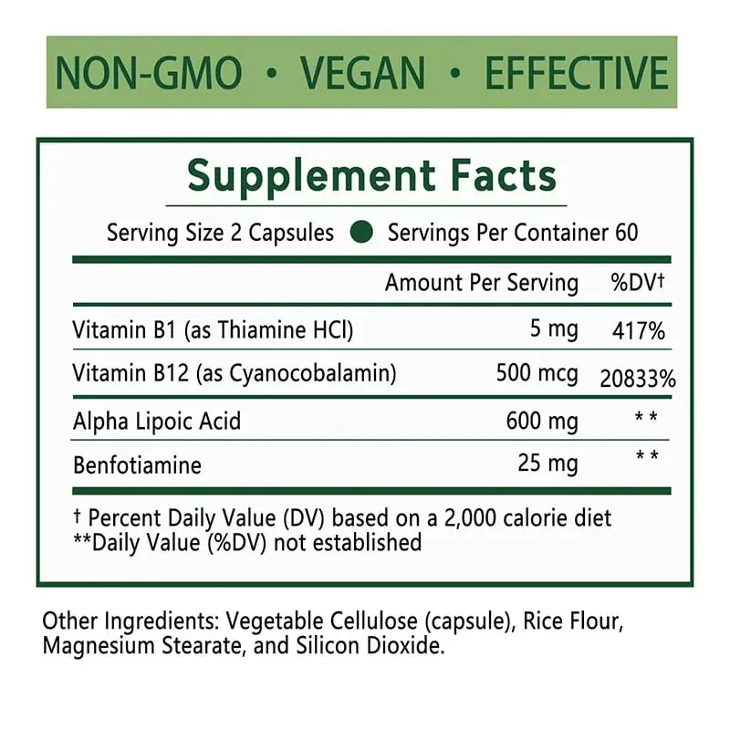 Alpha Lipoic Acid Capsules - Promotes Nervous System Health Blood Circulation Cardiovascular Support Brain Health — image 2