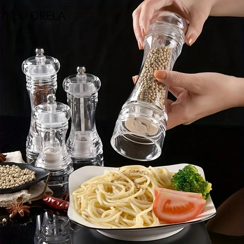 1PCS Spices Mill Shaker Acrylic Manual Pepper Grinder Salt Spices Mill Shaker Transparent Kitchen Grinding Tool — image 1