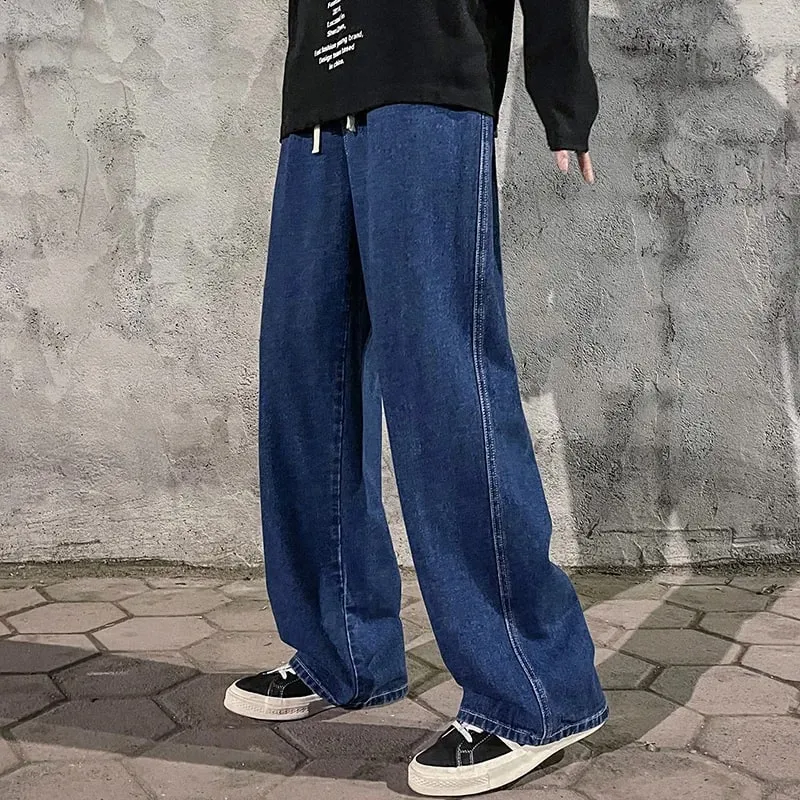2026 Men's Jeans Korean Version Student Casual Pants High Street Straight Loose Wide Leg Jeans Black Grey Blue Baggy Jeans — image 12