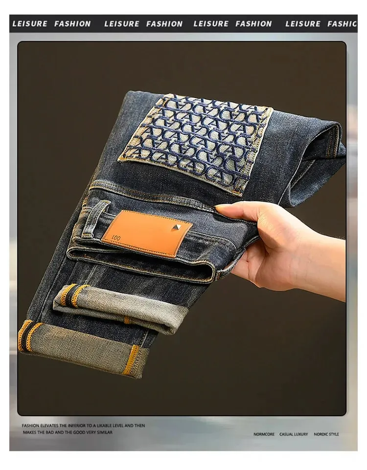 2024 New Light Luxury Jeans Men's Spring and Autumn Versatile High-End Casual Affordable Luxury Fashion Slim Trousers — image 9