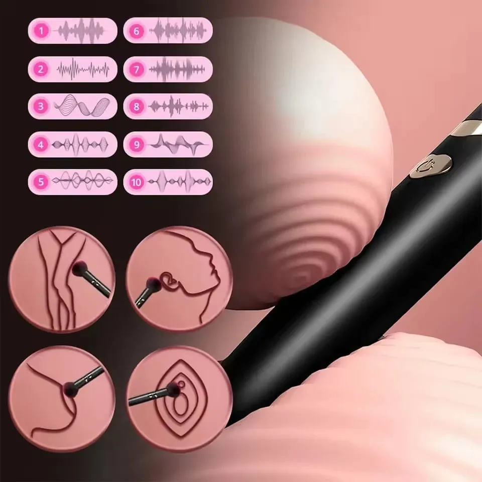 Penna per trucco Doppia testa vibratore Spazzola morbida Pettine Fagioli Micro vibrazione ad alta frequenza Stimolazione profonda Orgasmo del punto G Giocattolo del sesso femminile