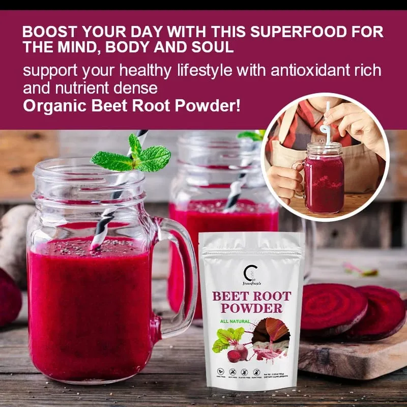 Organic Beet Root Powder- Boost Daily Nutrition Athletic Performance Promote Digestive Vegan and Non-GMO Beet Root Supplement