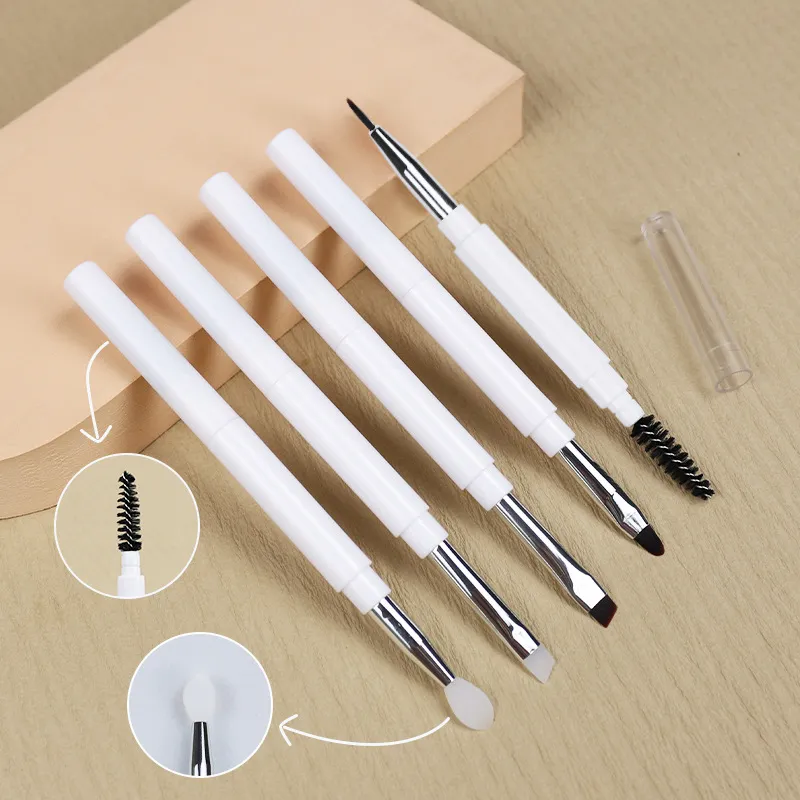 Dwustronne przenośne pędzle do makijażu Rozmiar podróżny Pędzle do makijażu Cienie do powiek Eye Brow Crease Niezbędne narzędzia kosmetyczne z pokrywką — image 2