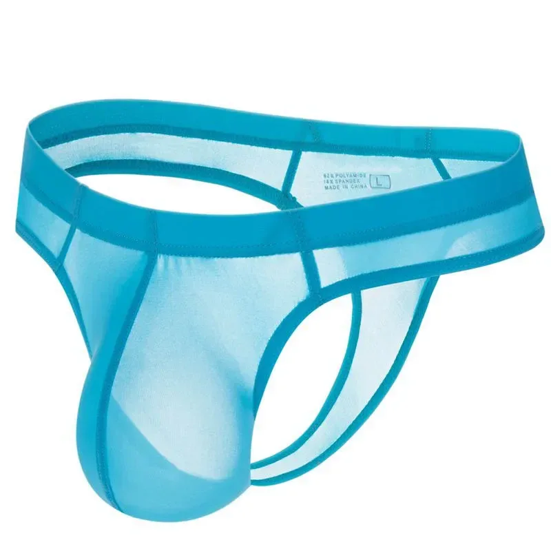 Sexy Men's Thongs Underwears Ultra-thin Thong G Strings Pouch Ice Silk Tanga Hombre Sexy Gay Underpants Breathable Briefs Men