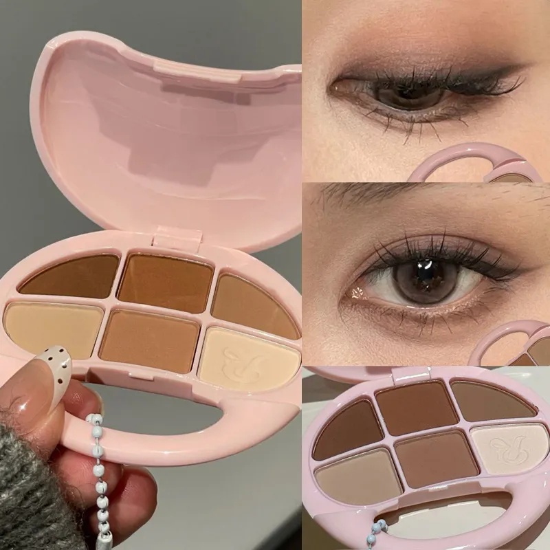 6 Colors Brown Chestnut Eyeshadow Palette Matte Shimmer Eye Shadow Brighten Waterproof Glitter Pink Eyes Pigments Makeup Palette — image 1