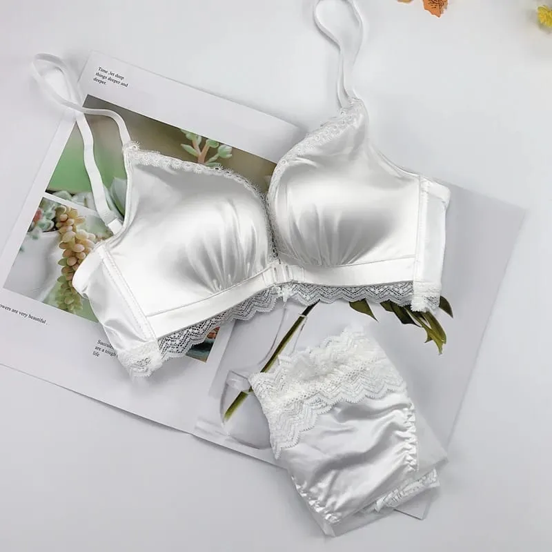 Front Closure Push Up Bra Set - Women's Small Bust Lace Underwire Lingerie | Pull Up Lift Sexy Thin Beauty Back Bralette — image 11