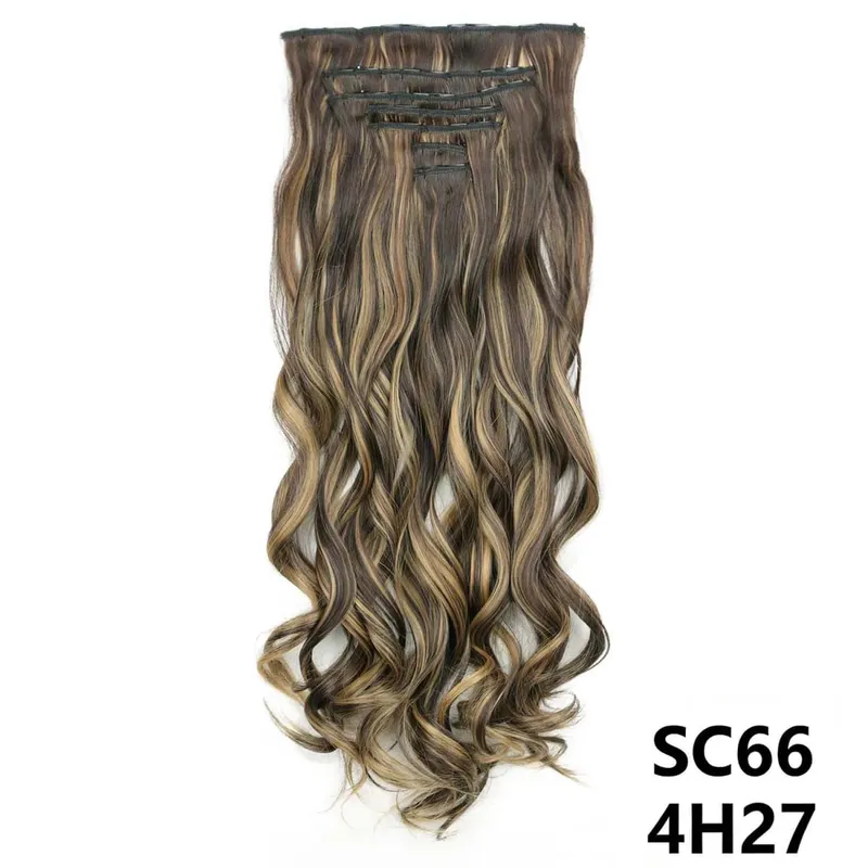 Long Straight Synthetic 16 Clips In Hair Extensions 7Pcs/Set High Temperature Fiber Black Brown Blonde Hairpiece For Women — image 31