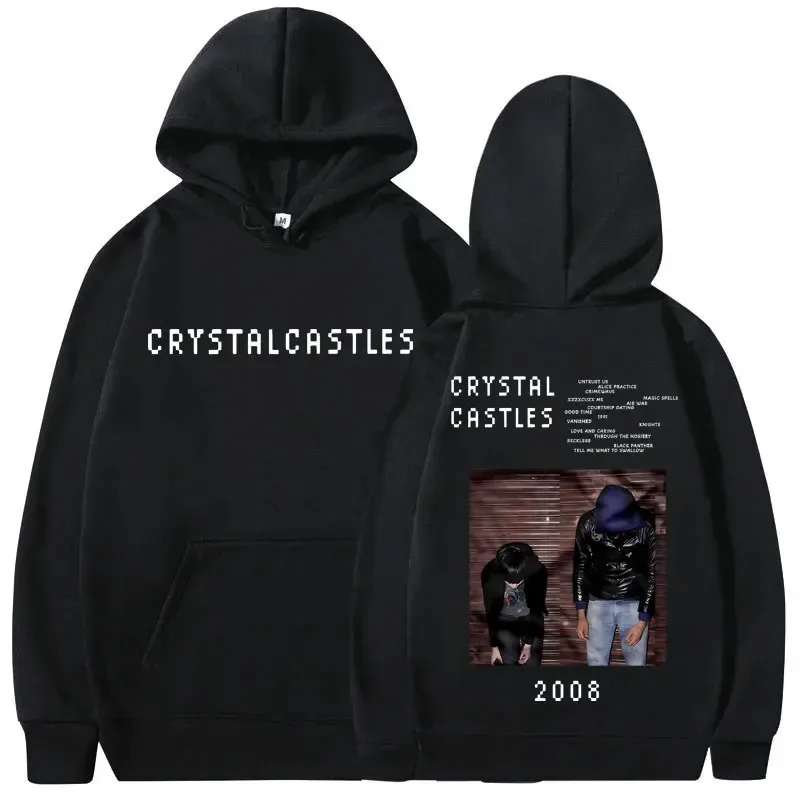 Crystal Castles Hoodie Men Women Hip Hop Rock Oversized Sweatshirt Male Vintage Gothic Streetwear Men's Fleece Cotton Hoodies