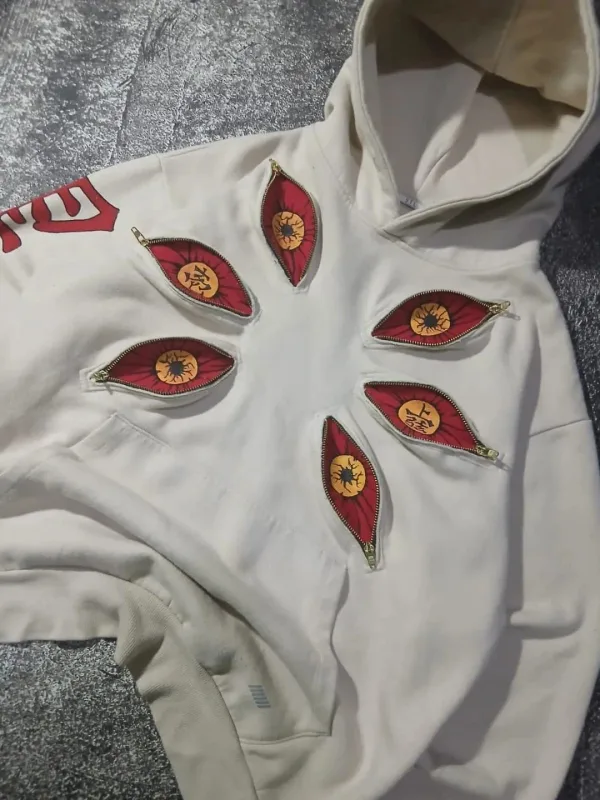 Punk Six Eyes Kokushibo Multi Zipper Hoodies Cool Design Sweatshirt Y2k Streetwear Oversized Casual Mode Par Anime Hoodie — image 3