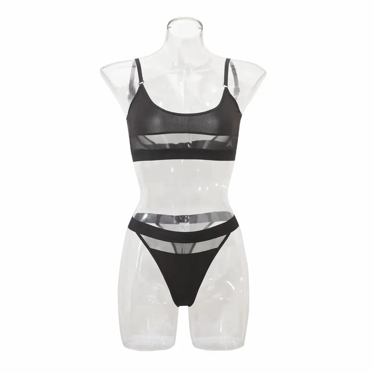Women Sexy lingerie Set Patchwork Seethrough Mesh Nightwear Sleep Thongs Underwear Valentine's Sets Gathered Pajamas — image 3
