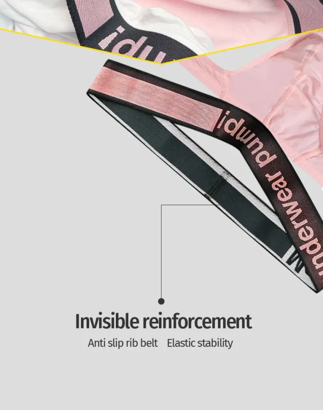 Segitiga Kecil Trendi Pria Remaja Pinggang Rendah Pas Badan Pengangkat Pinggul Pita Elastis Gradien Merah Muda V-neck Menggantung — image 12