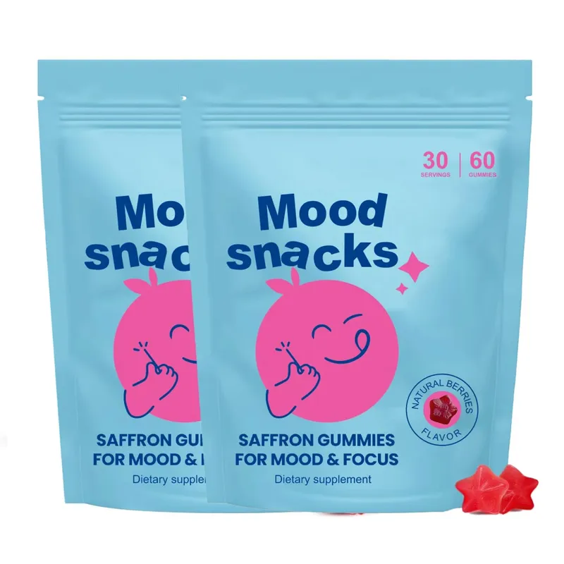 Mood Snacks - Kids Saffron Gummies Συμπληρώματα Φυσικών Μούρων Προσφέρουν Υποστήριξη διάθεσης και Calms Temper Tantrums Gummies χωρίς ζάχαρη — image 8