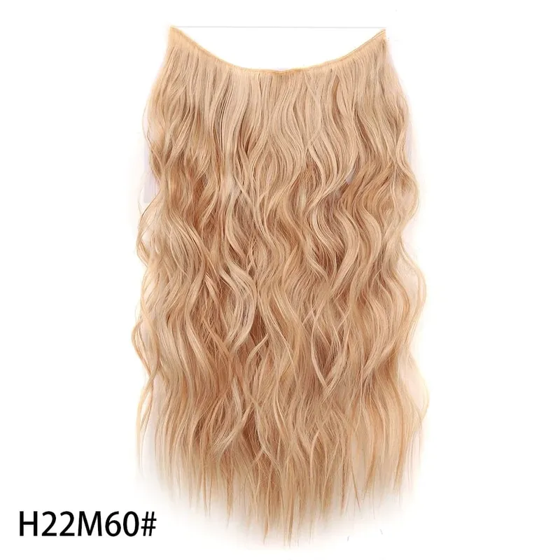 Synthetic Invisible Wire Hair Extensions Long 4 Clips In Wave Curly Hairpiece For Women 20Inch Secret Fish Line Hair Extensions — image 21