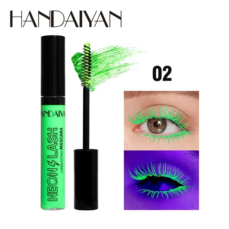 Fluorescence Mascara Waterproof No Blooming Fast Dry Colorful Neon Eyelashes Curling Yellow Blue Lengthens Eye Lashes Cosmetics — image 8
