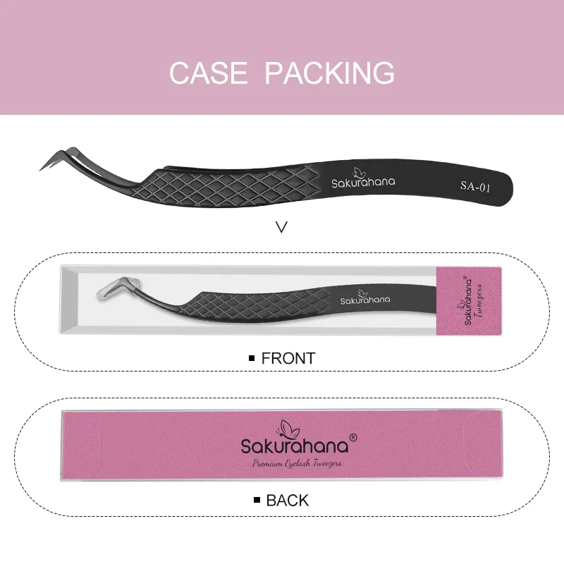 Professional Eyelash Tweezers Black Fiber Tip For Lash Extensions Mega Volume Mink Lashes Tool Makeup Artist Kit