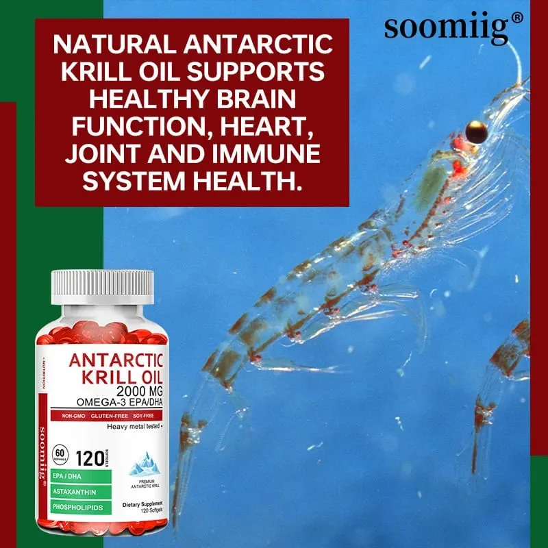 Antarctic Krill Oil Capsules 2000mg Omega-3 EPA & DHA med Astaxanthin Supplement hentet fra Red Krill Maximum Strength — image 3