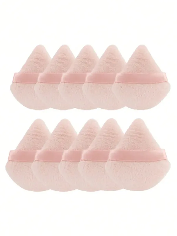 10 Pcs 삼각형 벨벳 파우더 퍼프 피자 가루 미니 페이스 메이크업 스폰지 화장품 빨 수있는 경량 메이크업 도구 — image 11