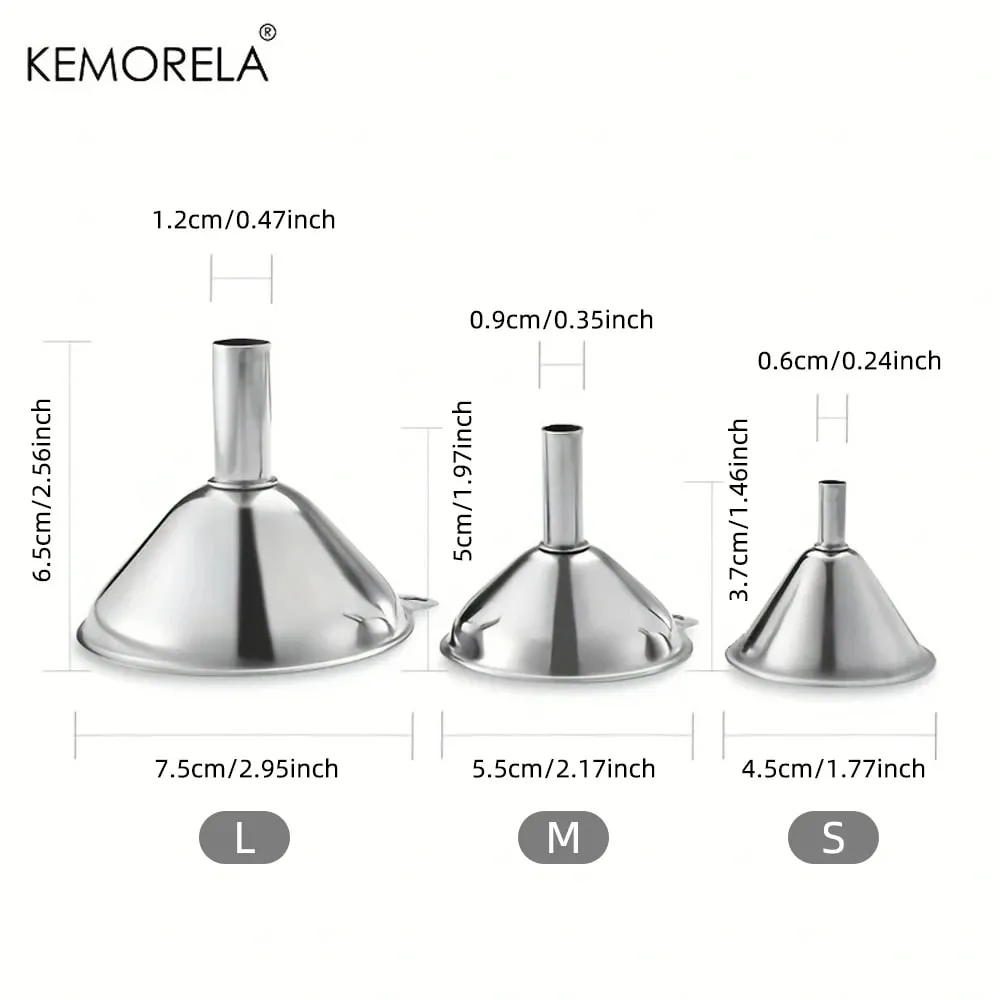 3PCS Stainless Steel Silver Funnel Kitchen Oil Spill Dispenser Wine Leak Tool Kitchen Funnel Drain Tool — image 6