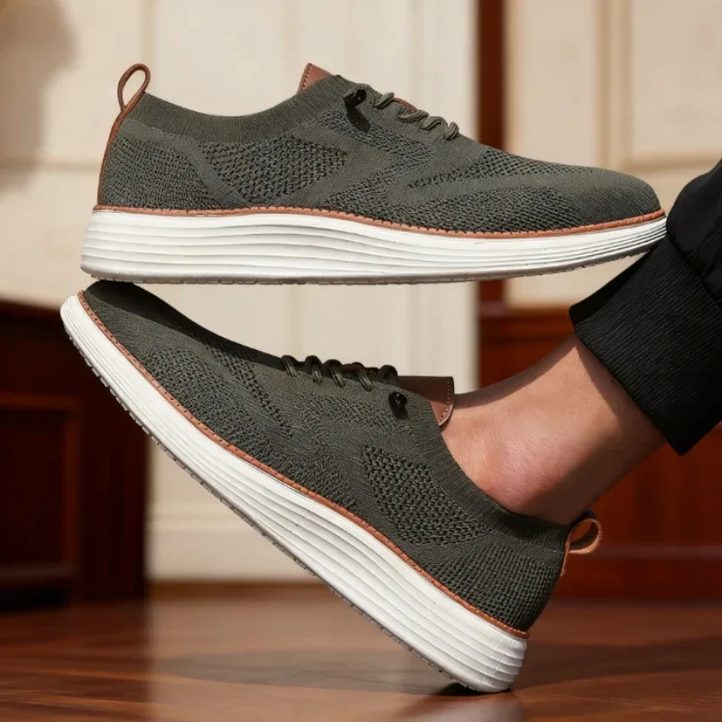 Männer Casual Wanderschuhe Atmungsaktive Mesh Stricken Turnschuhe Heißer Verkauf Bestseller Leichte, Nicht-slip Flache Spitze Up Laufschuhe männer