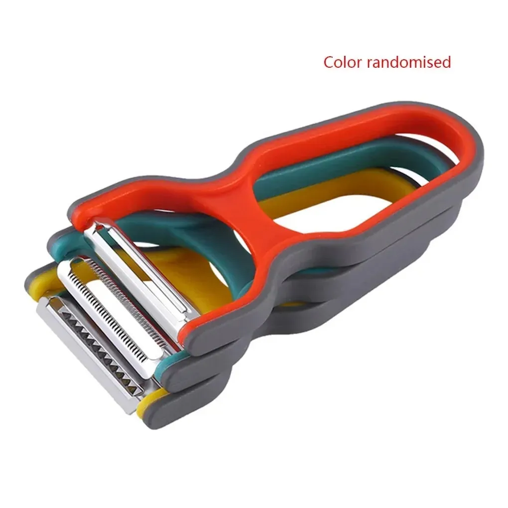 3Pcs Stainless Steel Multi-Function Potato Peeler Fruit Vegetable Chopper Mini Spud Slicer Grater Set Random Color Kitchen Tools — image 7
