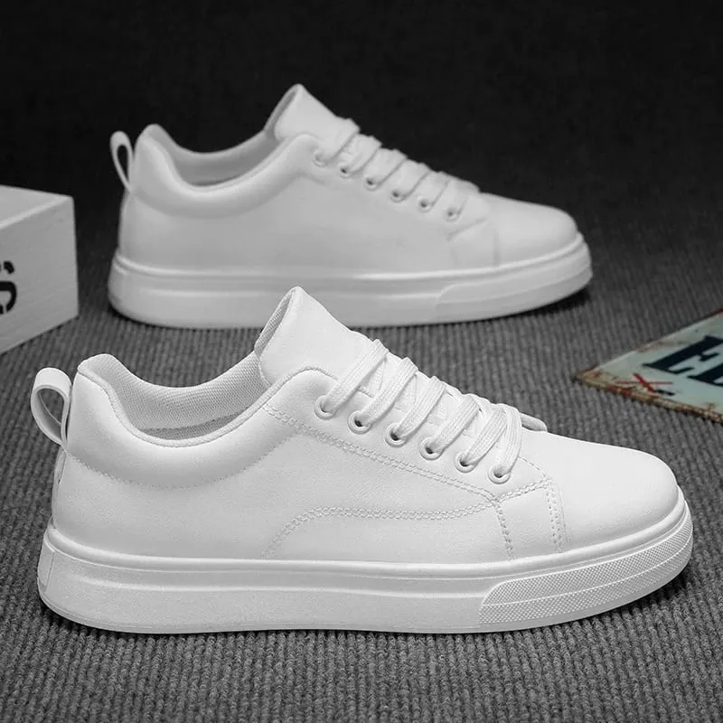 Men's Vulcanized Shoes Casual Low Top Flat Sneakers White Shoes Zapatillas Hombre Chaussure Homme Drop Shipping Leather Black — image 10