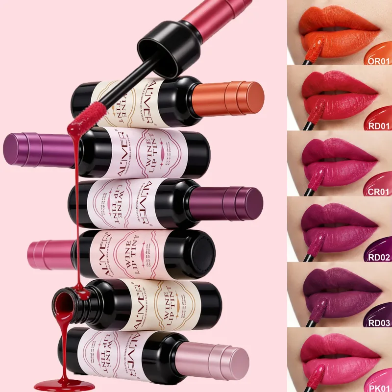 1pcs Red Wine Bottle Shape Matte Lip Gloss Sexy Lasting Non-stick Cup Velvet Matte Nude Liquid Lipstick Women Makeup Lip Gloss