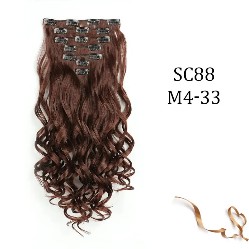 Synthetic 16 Clips In Hair Extension Long Straight Hair Fake False Hairpiece Clip In Hair Extension — image 11